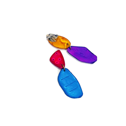 Colorful Mismatched Clip On Earrings - Sassy Sacha Jewelry