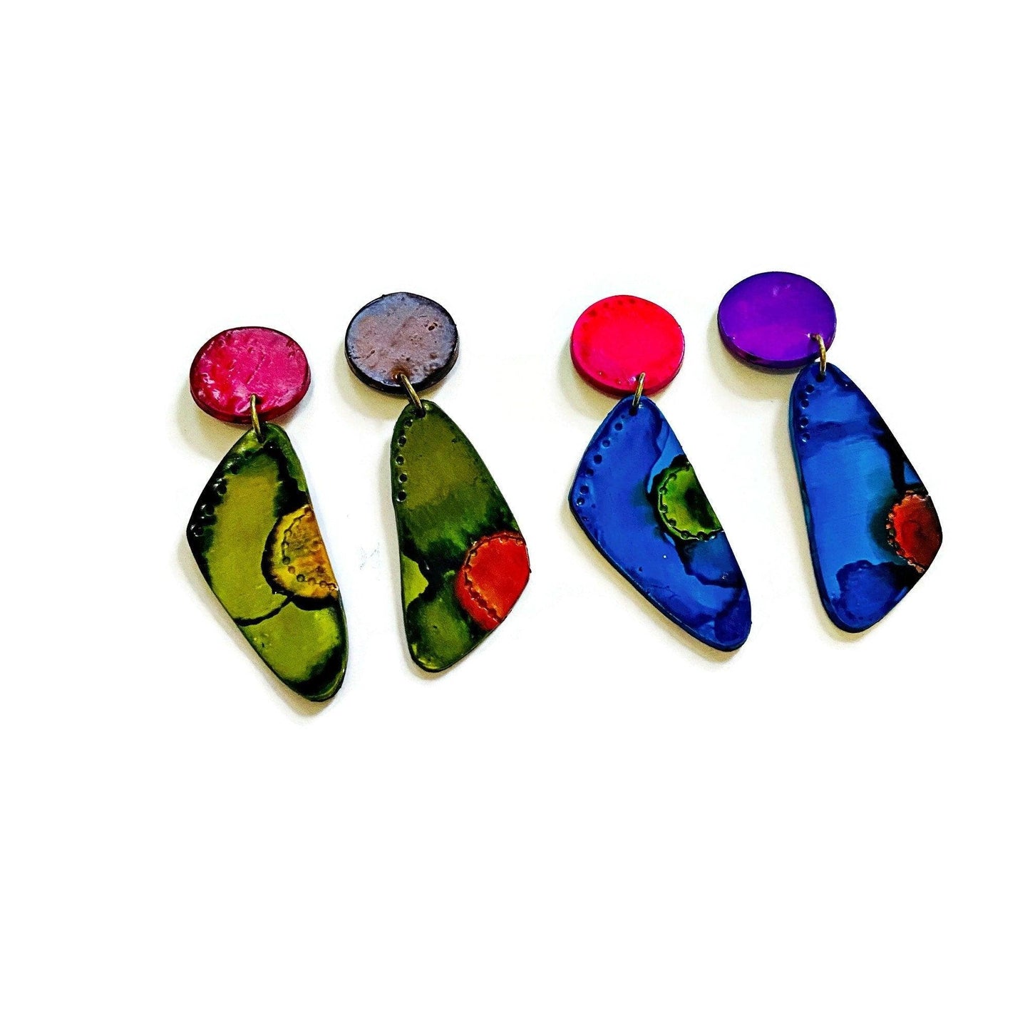 Colorful Mismatched Statement Earrings - Sassy Sacha Jewelry