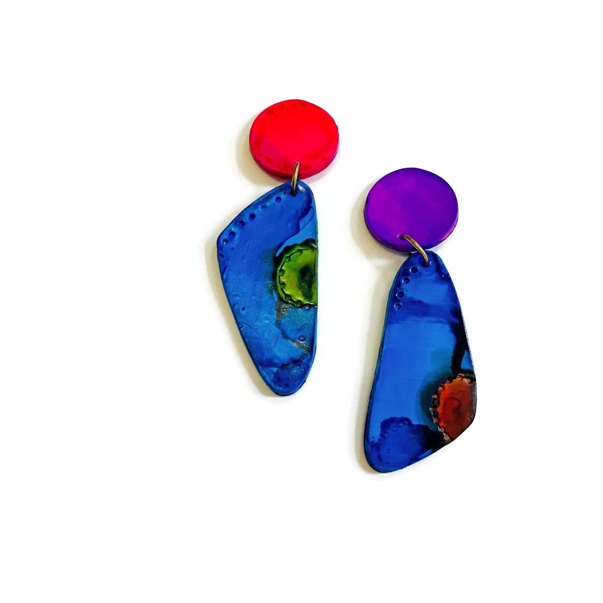 Colorful Mismatched Statement Earrings - Sassy Sacha Jewelry