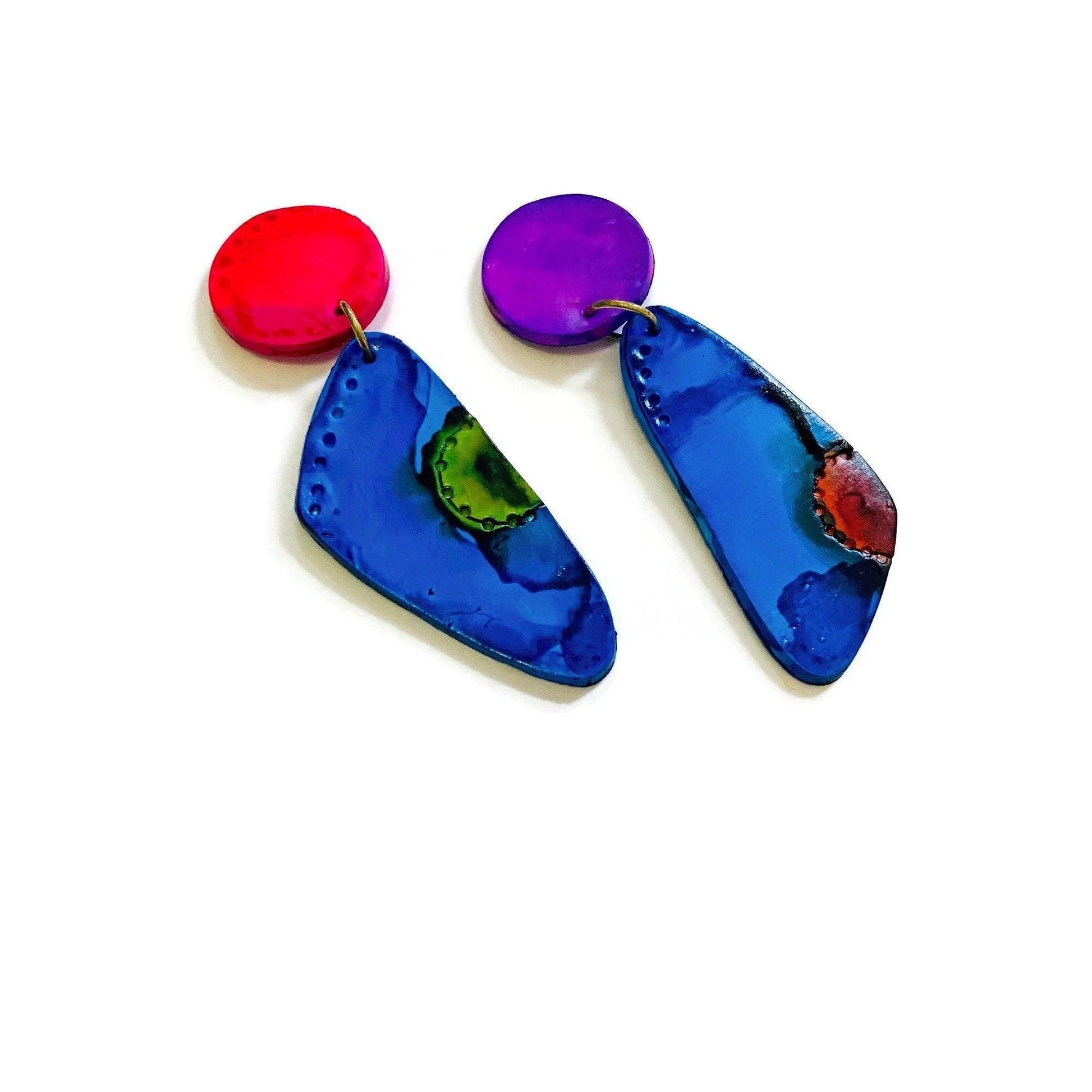 Colorful Mismatched Statement Earrings - Sassy Sacha Jewelry