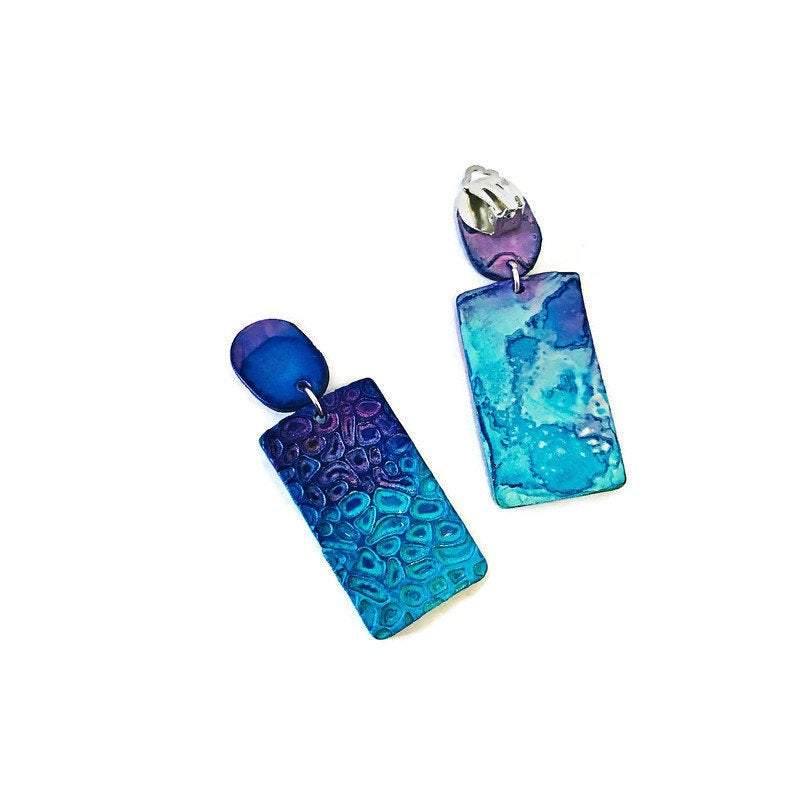 Colorful Textured Statement Earrings- "Billy" - Sassy Sacha Jewelry