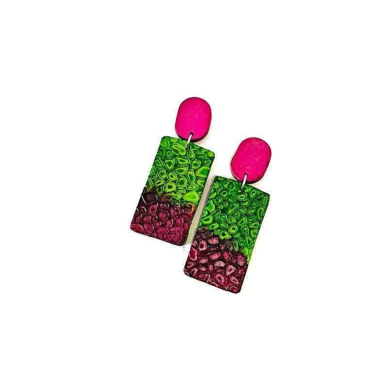 Colorful Textured Statement Earrings- "Billy" - Sassy Sacha Jewelry
