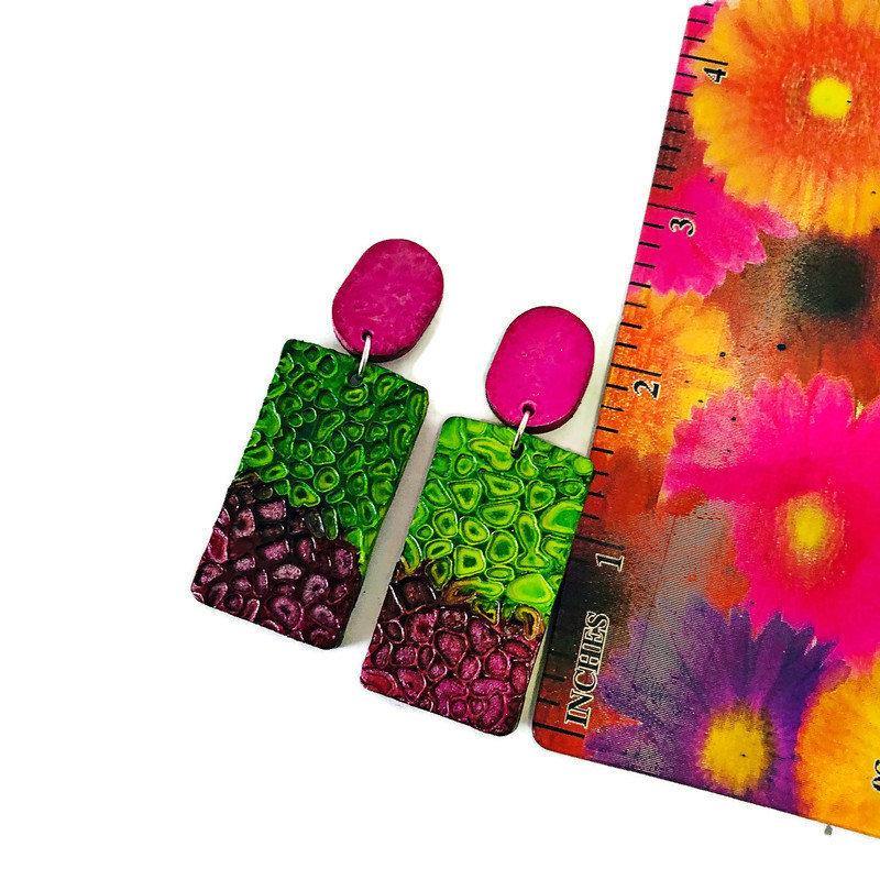 Colorful Textured Statement Earrings- "Billy" - Sassy Sacha Jewelry