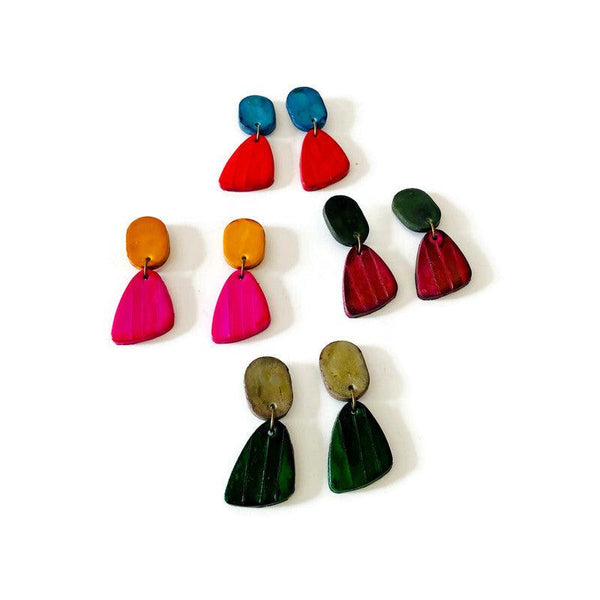 Cool Clay Drop Earrings Handmade - Sassy Sacha Jewelry