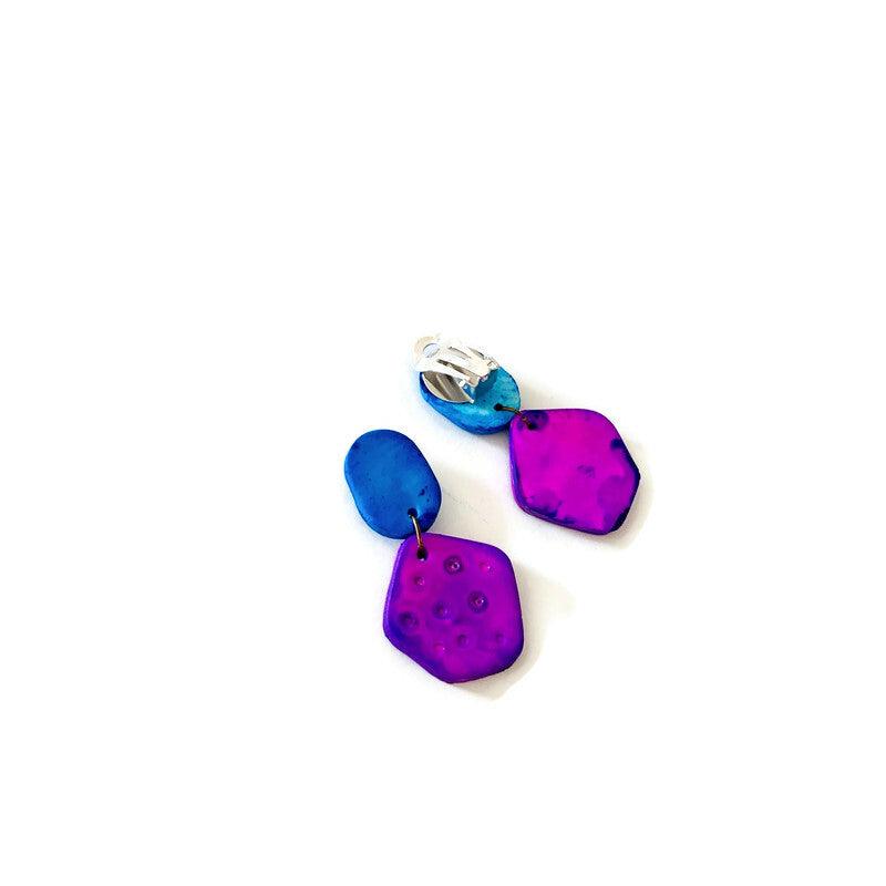Cute Clay Stud Earrings Painted in Two Colors - Sassy Sacha Jewelry