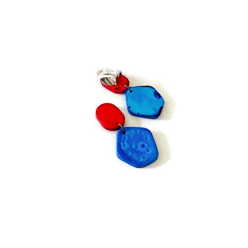 Cute Clay Stud Earrings Painted in Two Colors - Sassy Sacha Jewelry