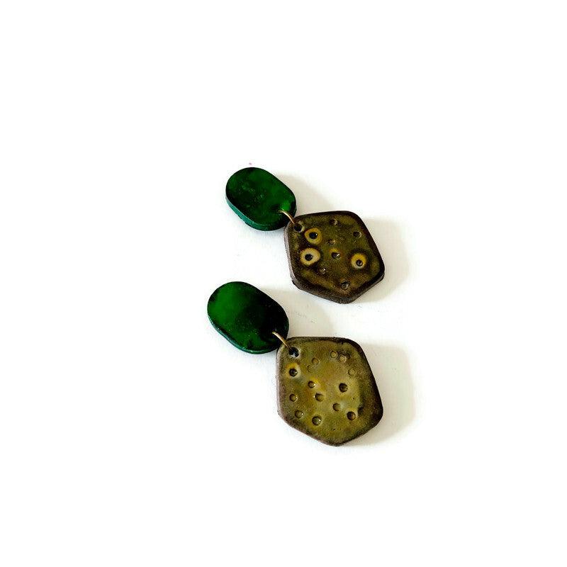 Cute Clay Stud Earrings Painted in Two Colors - Sassy Sacha Jewelry