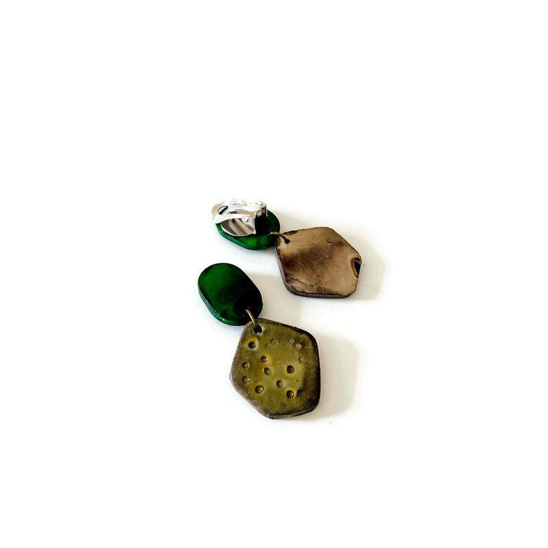 Cute Clay Stud Earrings Painted in Two Colors - Sassy Sacha Jewelry