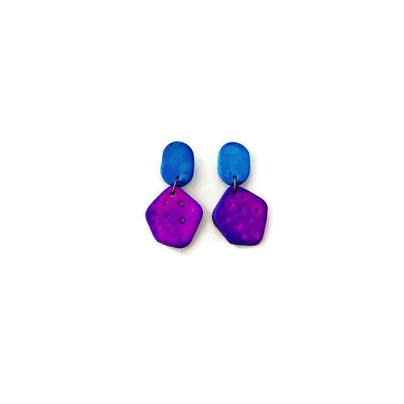 Cute Clay Stud Earrings Painted in Two Colors - Sassy Sacha Jewelry
