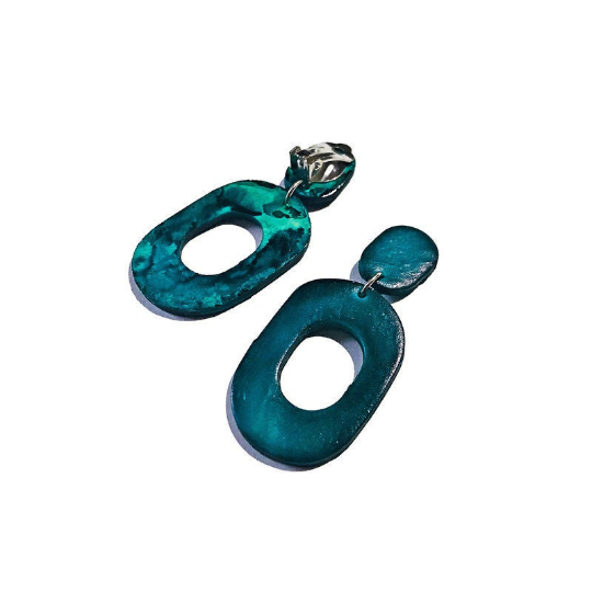 Dark Green Clip On Earrings for Non Pierced Ears- "Pam" - Sassy Sacha Jewelry