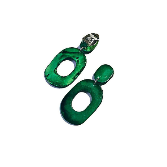 Dark Green Clip On Earrings for Non Pierced Ears- "Pam" - Sassy Sacha Jewelry