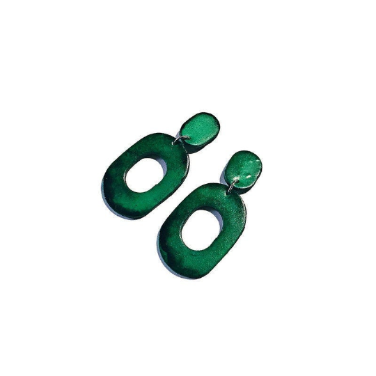 Dark Green Clip On Earrings for Non Pierced Ears- "Pam" - Sassy Sacha Jewelry