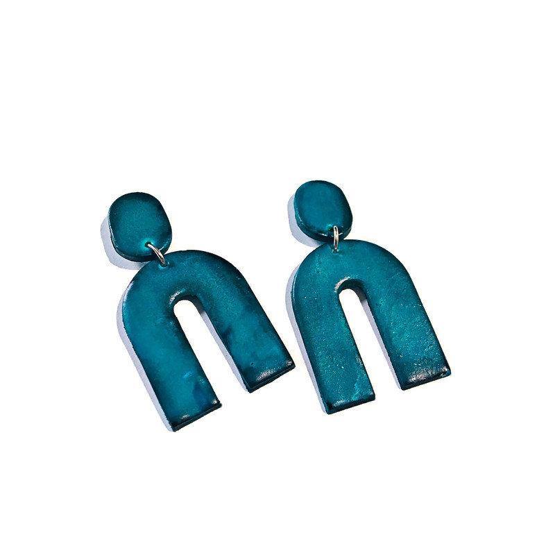 Denim Blue Arch Clip On Earrings- "Lucy" - Sassy Sacha Jewelry