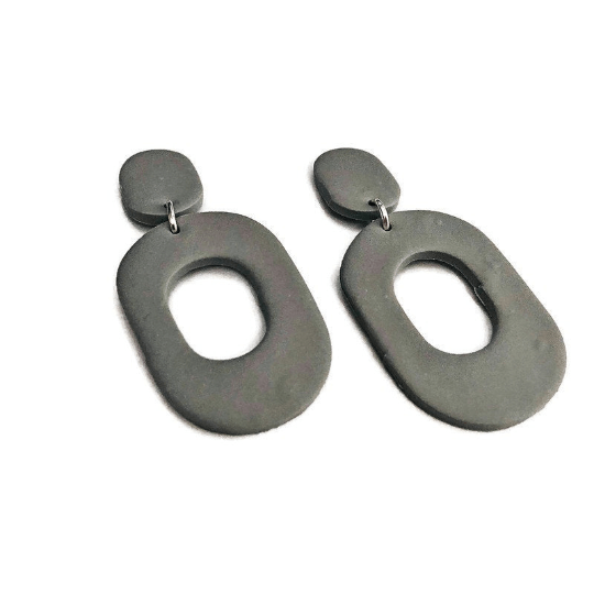 Black Statement Earrings, Polymer Clay Earrings - Sassy Sacha Jewelry
