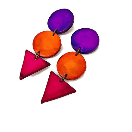 Colorful Geometric Statement Earrings - Sassy Sacha Jewelry