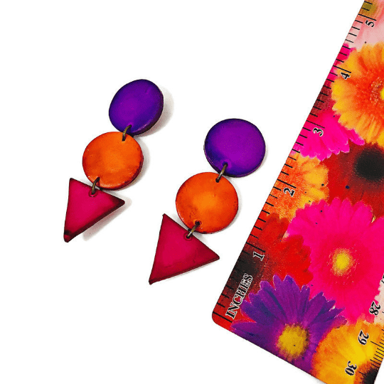 Colorful Geometric Statement Earrings - Sassy Sacha Jewelry