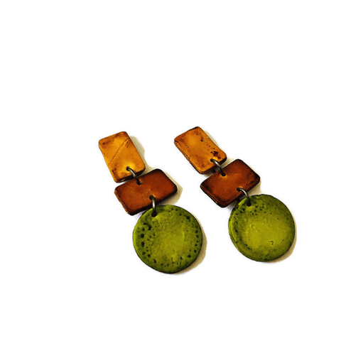 Trendy Fall Earrings in Brown, Yellow and Green - Sassy Sacha Jewelry