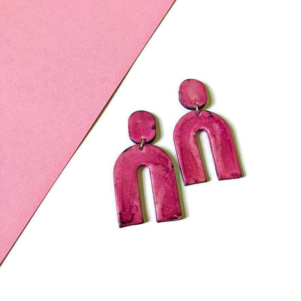 Dusty Pink Statement Earrings Handmade- "Lucy" - Sassy Sacha Jewelry