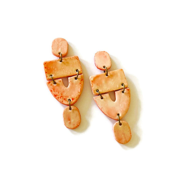 Dusty Pink Statement Earrings Post or Clip On- "Lee" - Sassy Sacha Jewelry