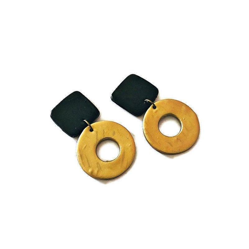 Edgy Clip On Earrings in Red & Grey- "Holly" - Sassy Sacha Jewelry