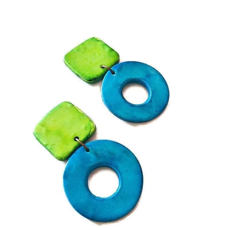 Edgy Clip On Earrings in Red & Grey- "Holly" - Sassy Sacha Jewelry