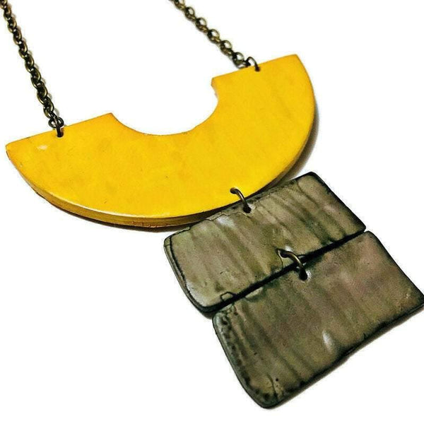 Edgy Statement Earrings in Yellow & Grey - Sassy Sacha Jewelry