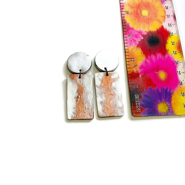 Elegant Statement Earrings in White & Copper - Sassy Sacha Jewelry