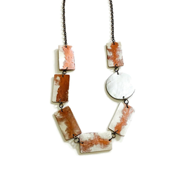 Elegant Statement Earrings in White & Copper - Sassy Sacha Jewelry