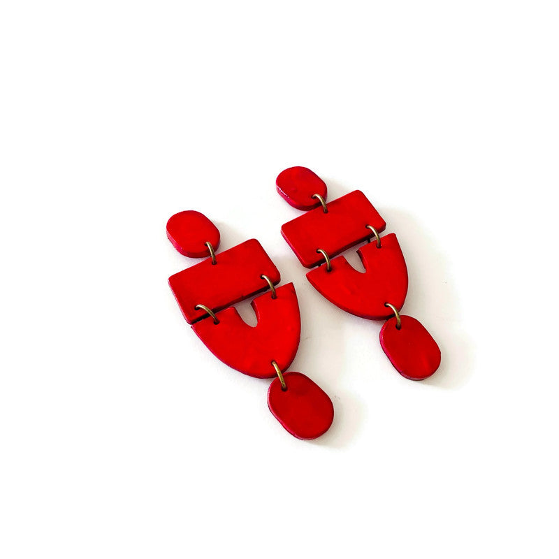 Extra Large Red Earrings- "Lee" - Sassy Sacha Jewelry