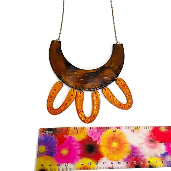 Extra Wide Statement Necklace in Brown & Yellow - Sassy Sacha Jewelry