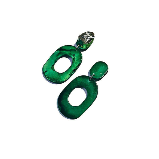 Dark Green Clip On Earrings for Non Pierced Ears - Sassy Sacha Jewelry