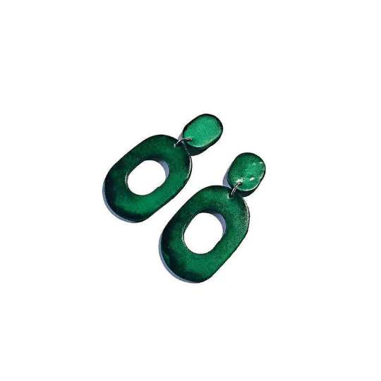 Dark Green Clip On Earrings for Non Pierced Ears - Sassy Sacha Jewelry
