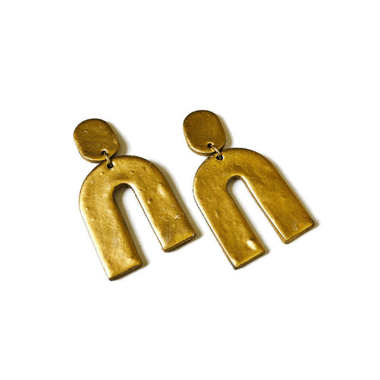 Gold Arch Earrings, Large Statement Earrings- "Lucy" - Sassy Sacha Jewelry