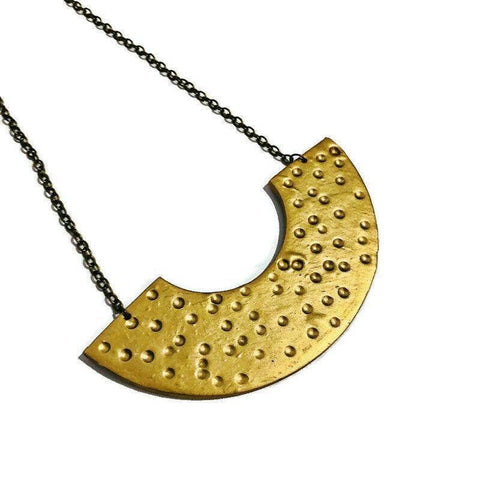 Gold Semi Circle Necklace Handmade from Clay - Sassy Sacha Jewelry