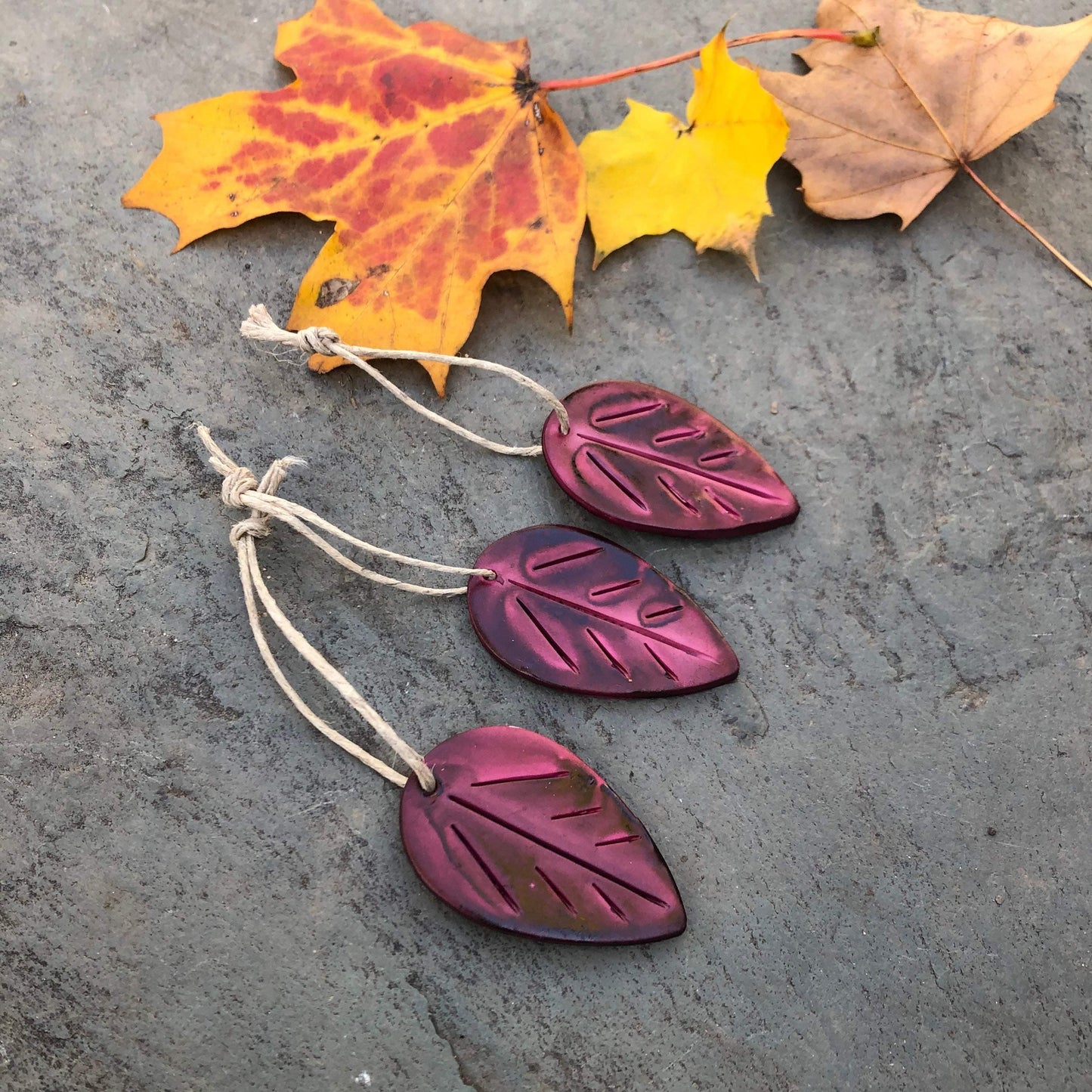 Green Clay Leaf Ornaments for Rustic Fall Décor - Sassy Sacha Jewelry