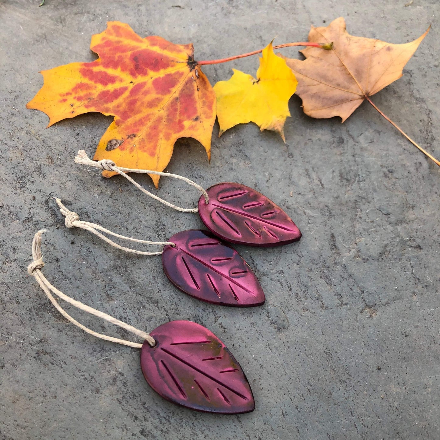 Green Clay Leaf Ornaments for Rustic Fall Décor - Sassy Sacha Jewelry