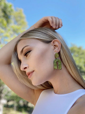 Green Statement Earrings- "Lucy" - Sassy Sacha Jewelry