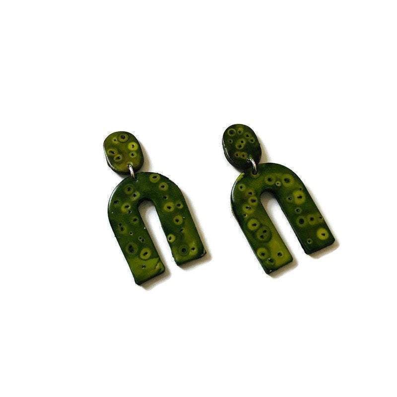 Green Statement Earrings- "Lucy" - Sassy Sacha Jewelry