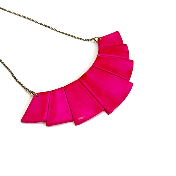 Hot Pink Statement Necklace Handmade - Sassy Sacha Jewelry