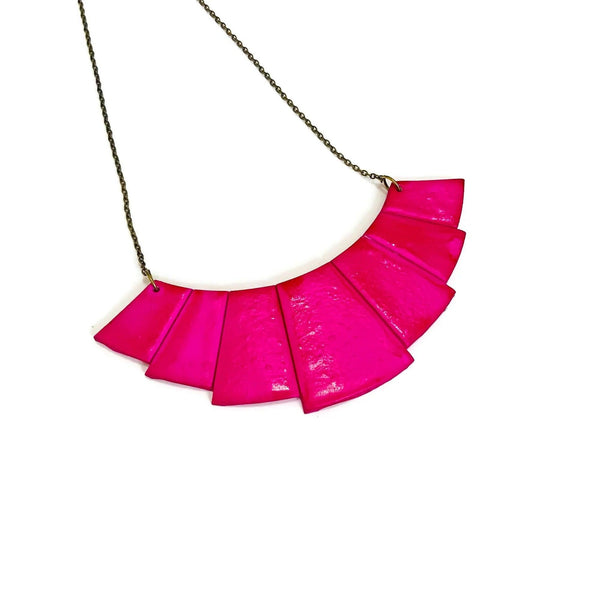 Hot Pink Statement Necklace Handmade - Sassy Sacha Jewelry