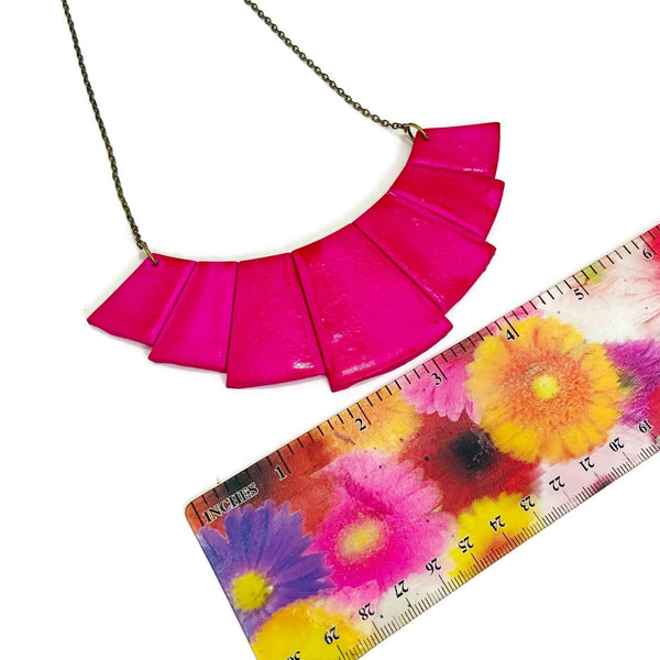 Hot Pink Statement Necklace Handmade - Sassy Sacha Jewelry