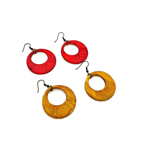 Big Yellow Hoop Earrings Handmade