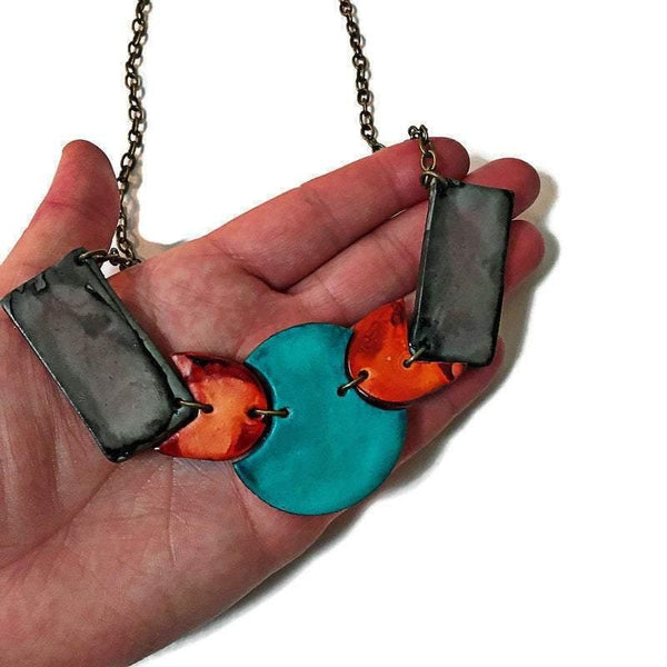 Mismatched Unusual Earrings, Quirky Hand Painted Dangle Earrings, Polymer Clay Jewelry in Grey Blue Orange, Unique Gift Ideas for Women - Sassy Sacha Jewelry