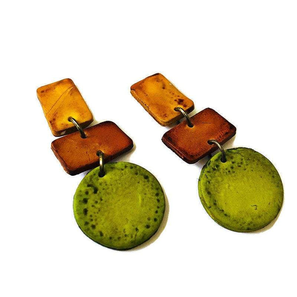 Clip On Earrings Earth Tones, Polymer Clay Fall Earrings - Sassy Sacha Jewelry