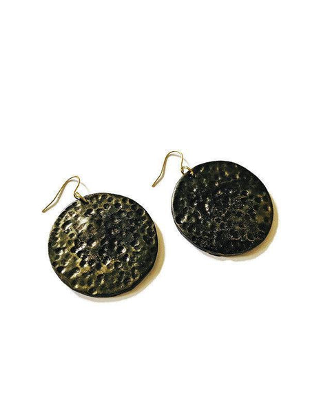 1.5" Large Clay Gold Disc Earrings - Sassy Sacha Jewelry