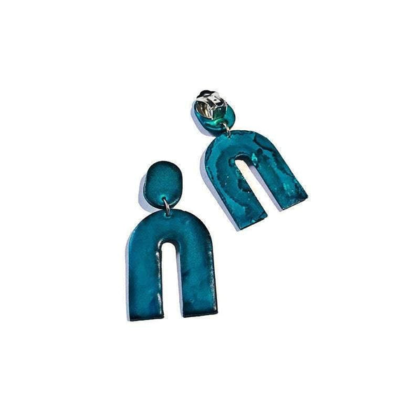 Denim Blue Arch Clip On Earrings - Sassy Sacha Jewelry