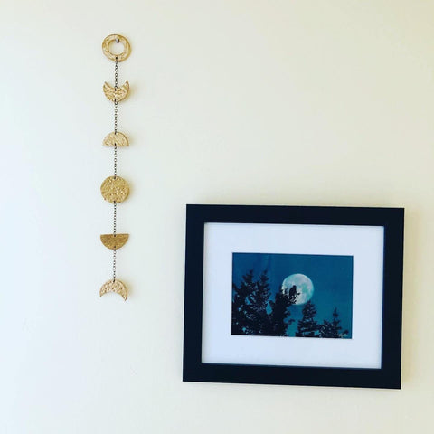 Gold Moon Phase Wall Hanging, Hammered Textured Clay Lunar Décor - Sassy Sacha Jewelry