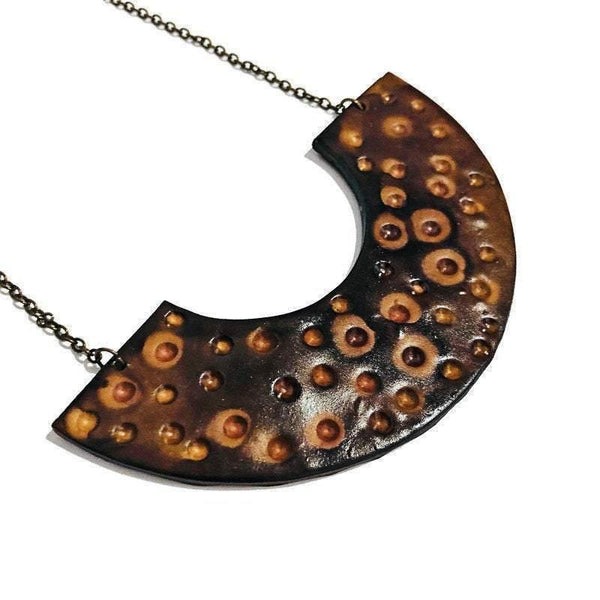 Gold Semi Circle Necklace Handmade from Clay - Sassy Sacha Jewelry