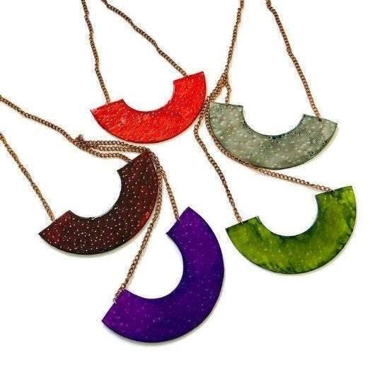 Modern Grey Statement Necklace Handmade from Clay & Painted - Sassy Sacha Jewelry