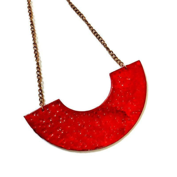 Denim Blue Semi Circle Statement Necklace Handmade - Sassy Sacha Jewelry